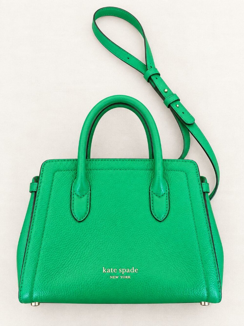 Kate Spade Green Pebbled Leather Satchel Crossbody Bag